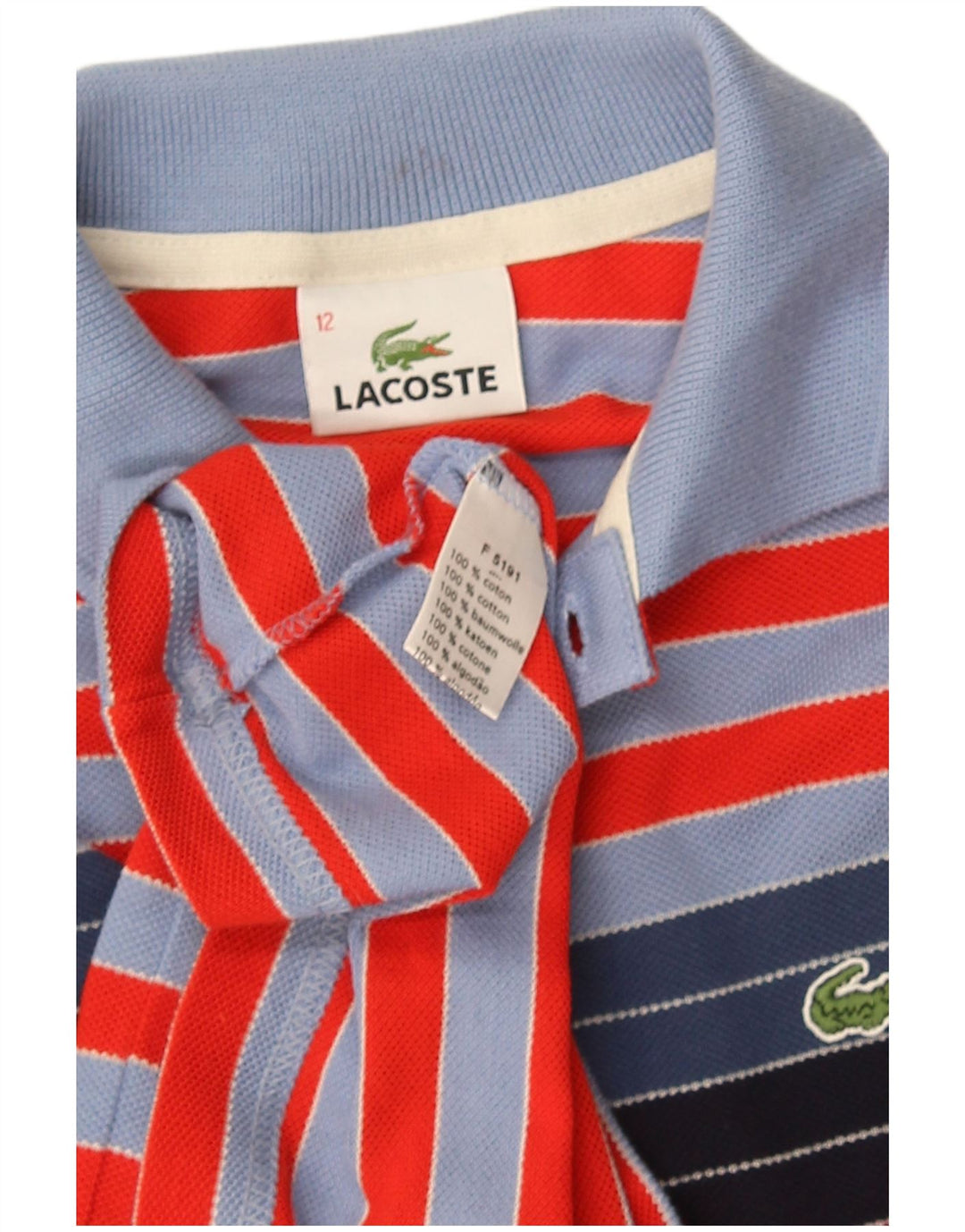 Polo a maniche lunghe da bambino Lacoste 11-12 anni a righe multicolore