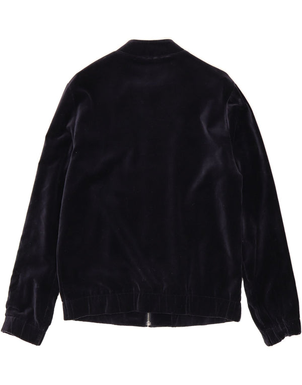 H&M Mens Velvet Bomber Jacket UK 36 Small Navy Blue Cotton
