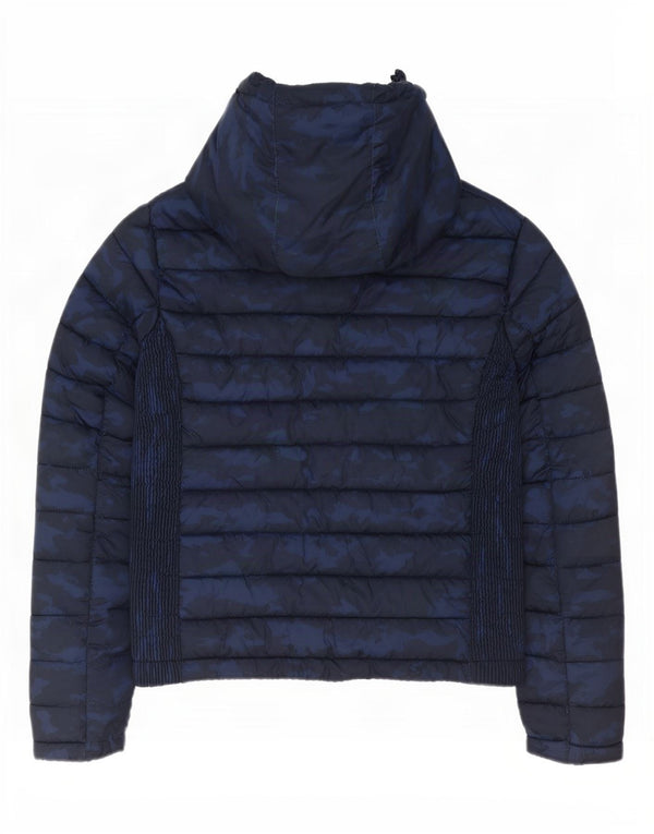 Giacca imbottita con cappuccio da donna Superdry UK 16 grande mimetica blu navy