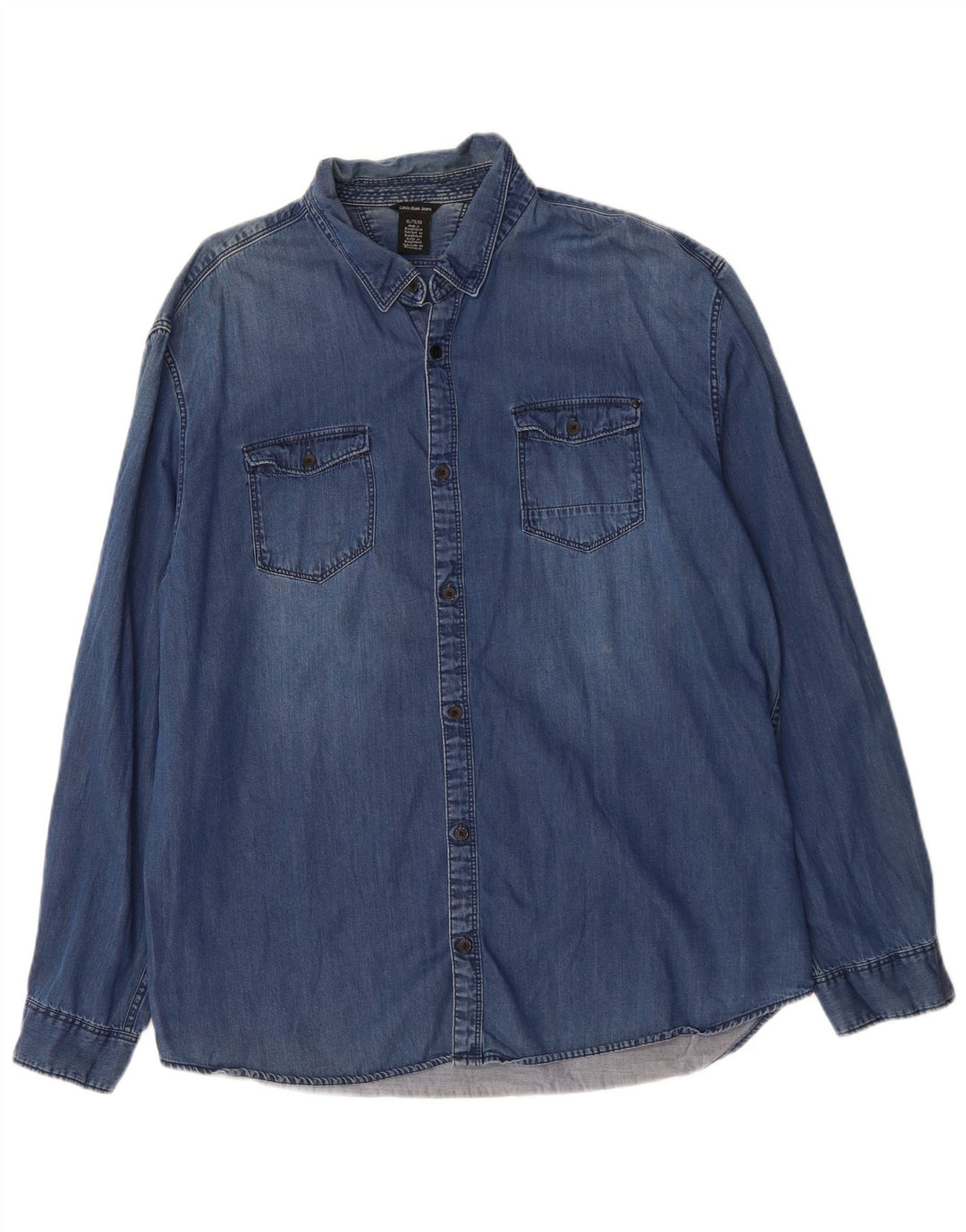 CALVIN KLEIN JEANS Camicia di jeans da uomo XL Blu Cotone