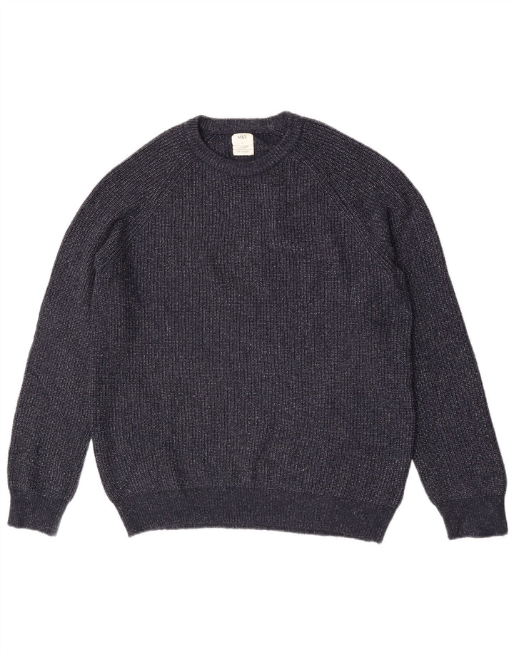 Maglione maglione girocollo da uomo Marks & Spencer grande blu navy screziato