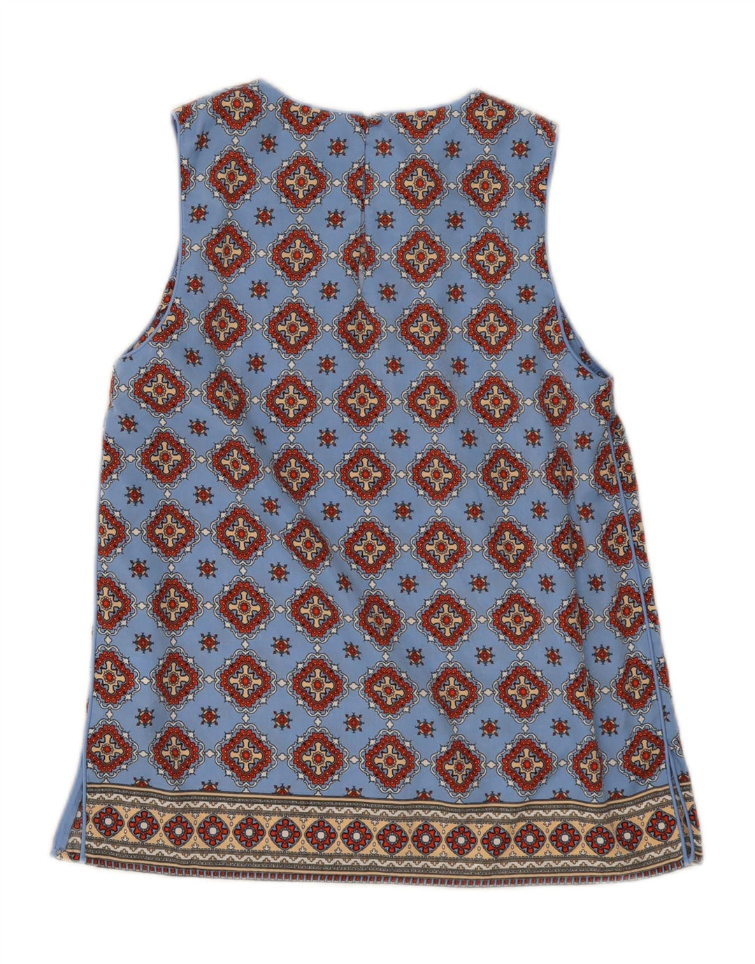 WAREHOUSE Womens Sleeveless Blouse Top UK 10 Small  Blue Fair Isle Vintage Warehouse and Second-Hand Warehouse from Messina Hembry 