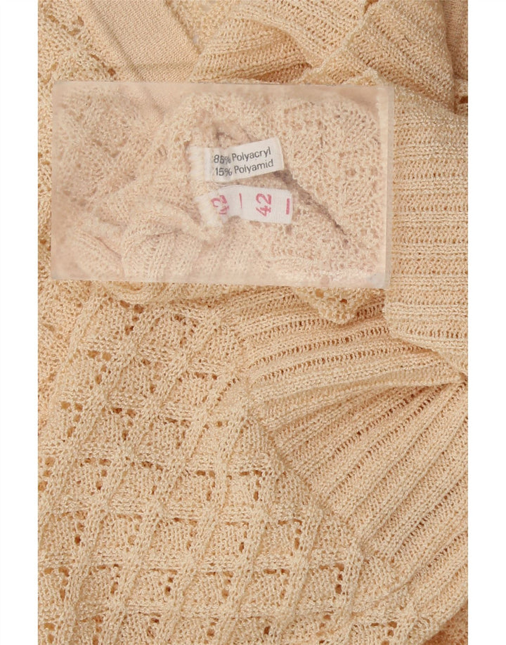 Maglione da donna VINTAGE a maniche corte con scollo a V IT 42 medio bianco sporco