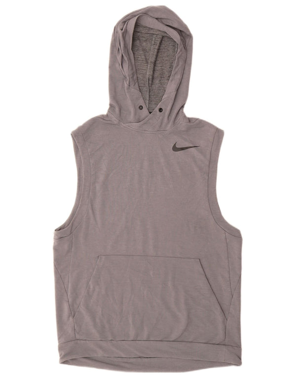 Maglione con cappuccio senza maniche NIKE Dri Fit da uomo in poliestere grigio medio