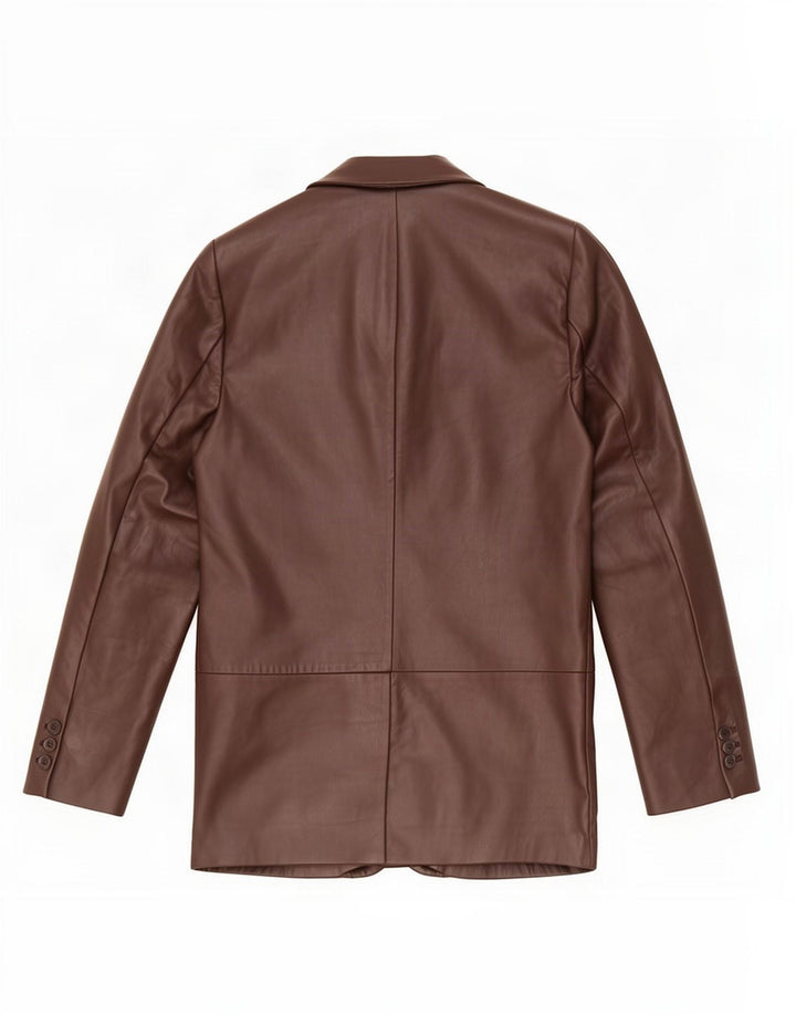 Giacca blazer da donna in ecopelle a 1 bottone Zara UK 14 Marrone medio