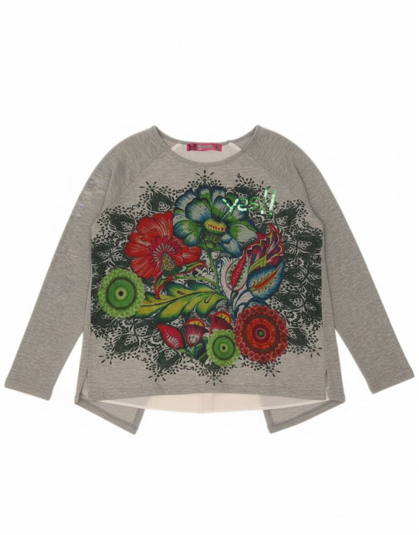 Desigual Donna Maglione con scollo a barchetta Maglione UK 14 Grigio medio floreale