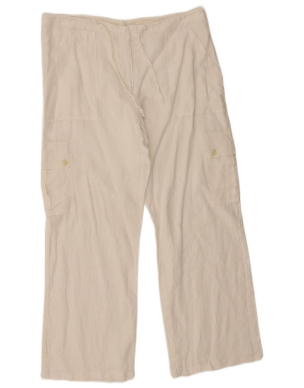 Pantaloni cargo larghi a vita alta vintage da donna W32 L27 bianco sporco