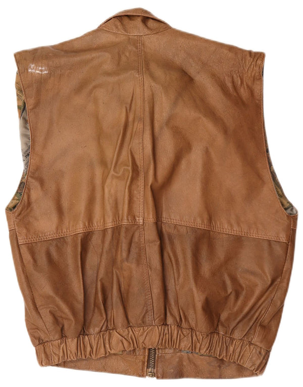 Gilet in pelle da uomo vintage UK 40 grande marrone