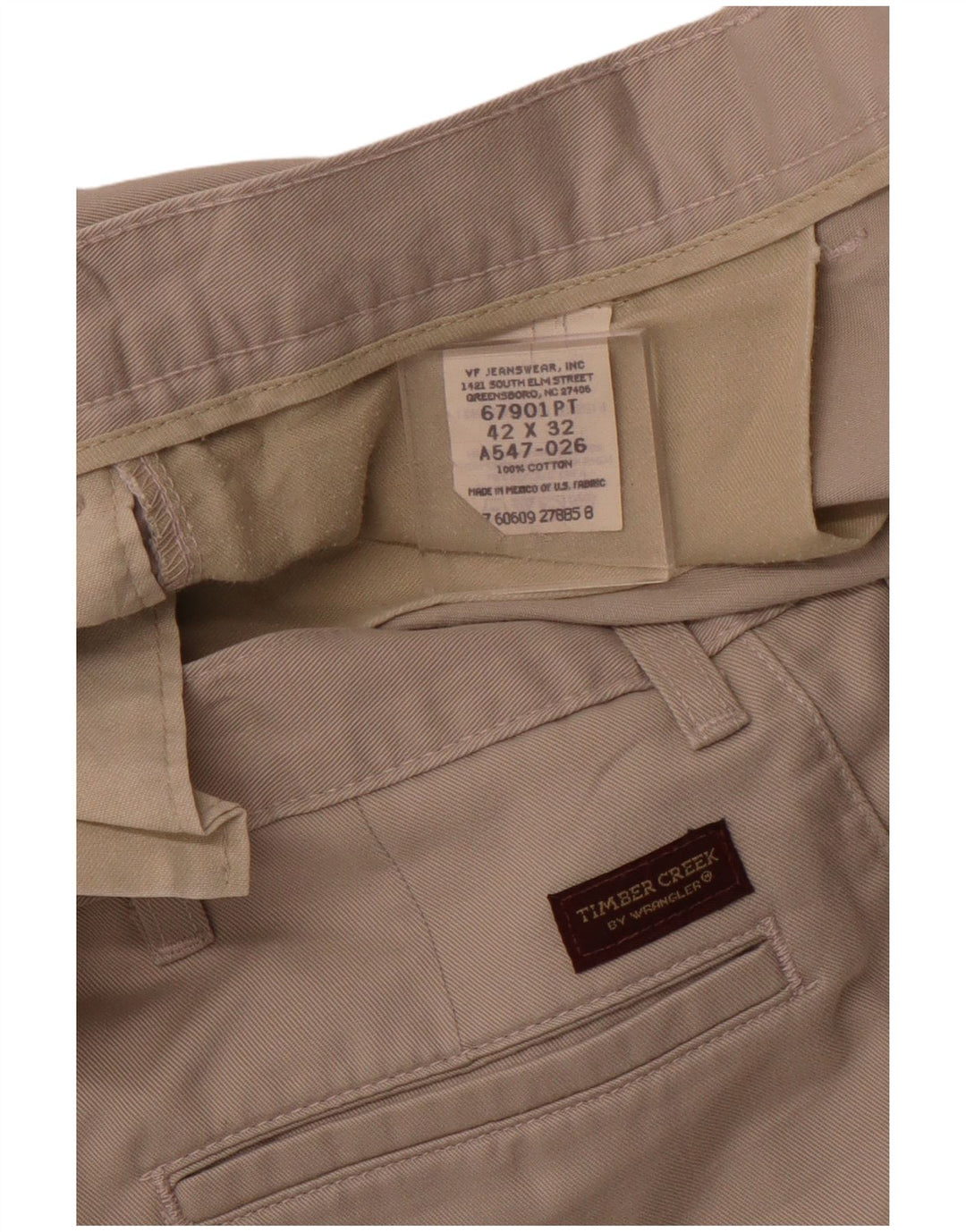 WRANGLER Pantaloni chino con pegging da uomo Timber Creek W42 L32 in cotone beige