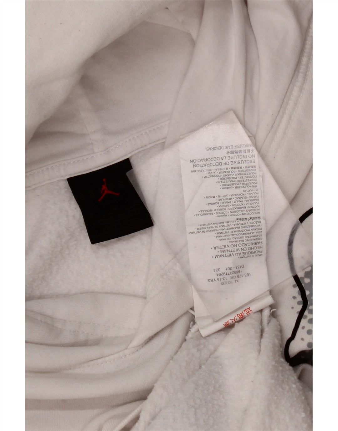 Felpa con cappuccio grafica JORDAN da bambino 13-14 anni XL in cotone bianco