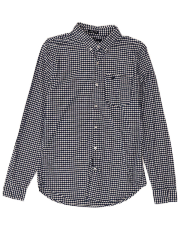 Camicia Hollister da uomo Small in cotone a quadretti blu