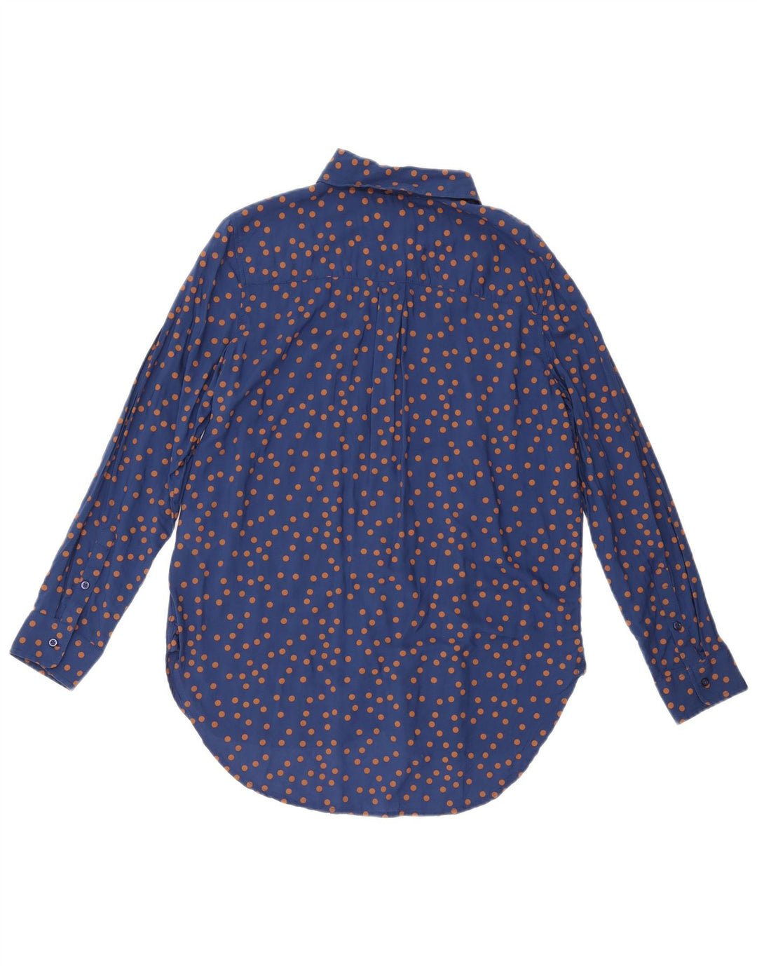 BENETTON Womens Tall Shirt UK 16 Large Blue Polka Dot Modal