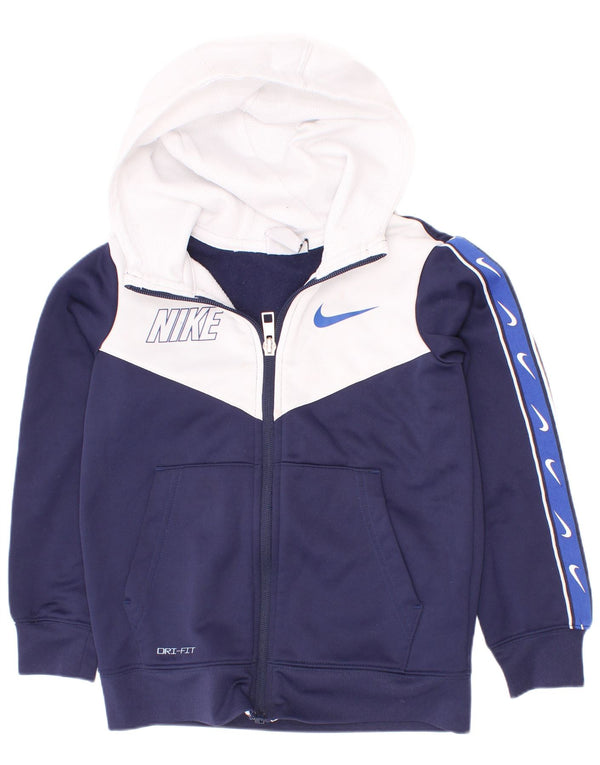 Felpa con cappuccio e zip Nike Dri Fit da ragazzo, 4-5 anni, piccola, colore blu navy