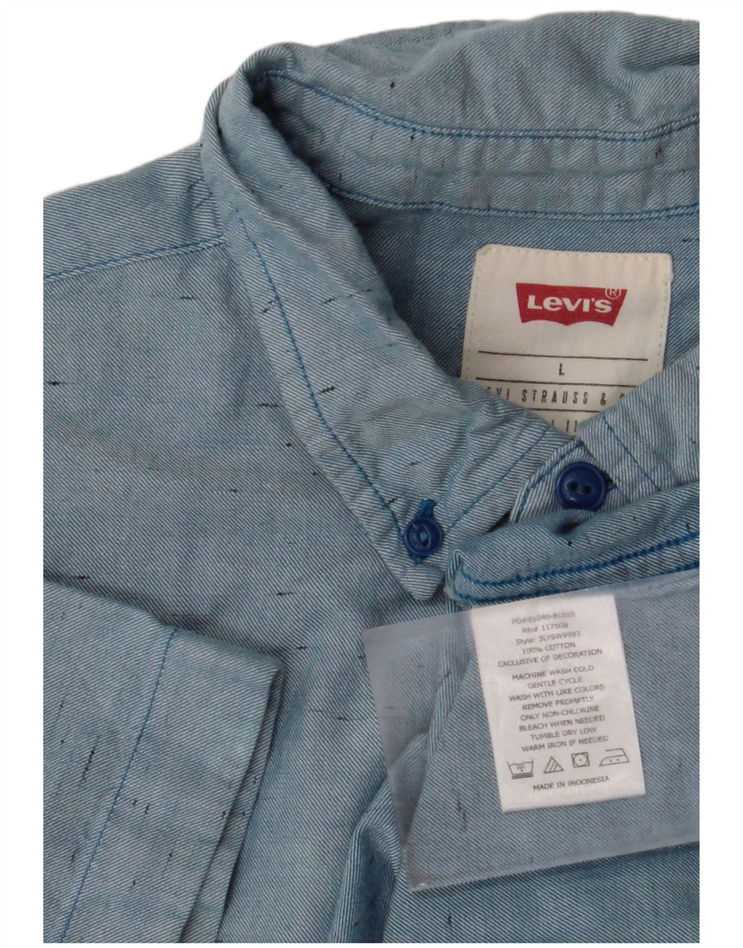 Camicia a maniche corte da uomo Levi's Large in cotone chiazzato blu