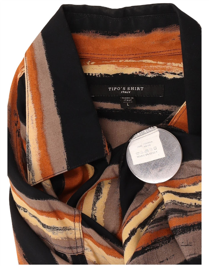 Tipo' S Camicia Uomo Manica Corta Large in Viscosa a Righe Multicolori