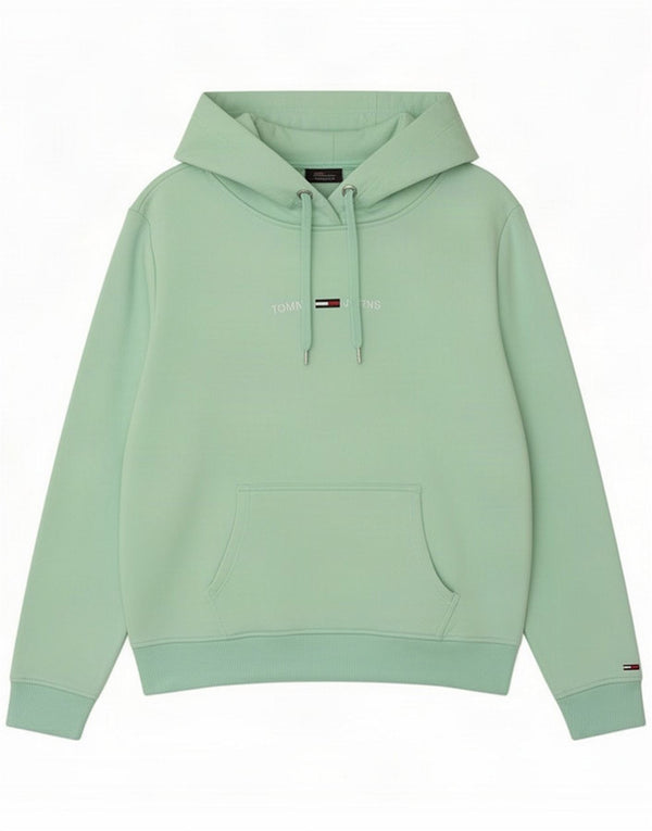 Tommy Hilfiger Felpa con cappuccio grafica da donna UK 10 Small Green Cotton