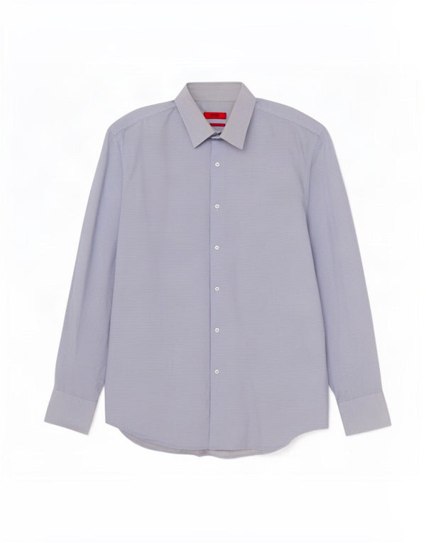 Camicia da uomo vestibilità regolare Hugo Boss taglia 43 17 XL cotone maculato blu