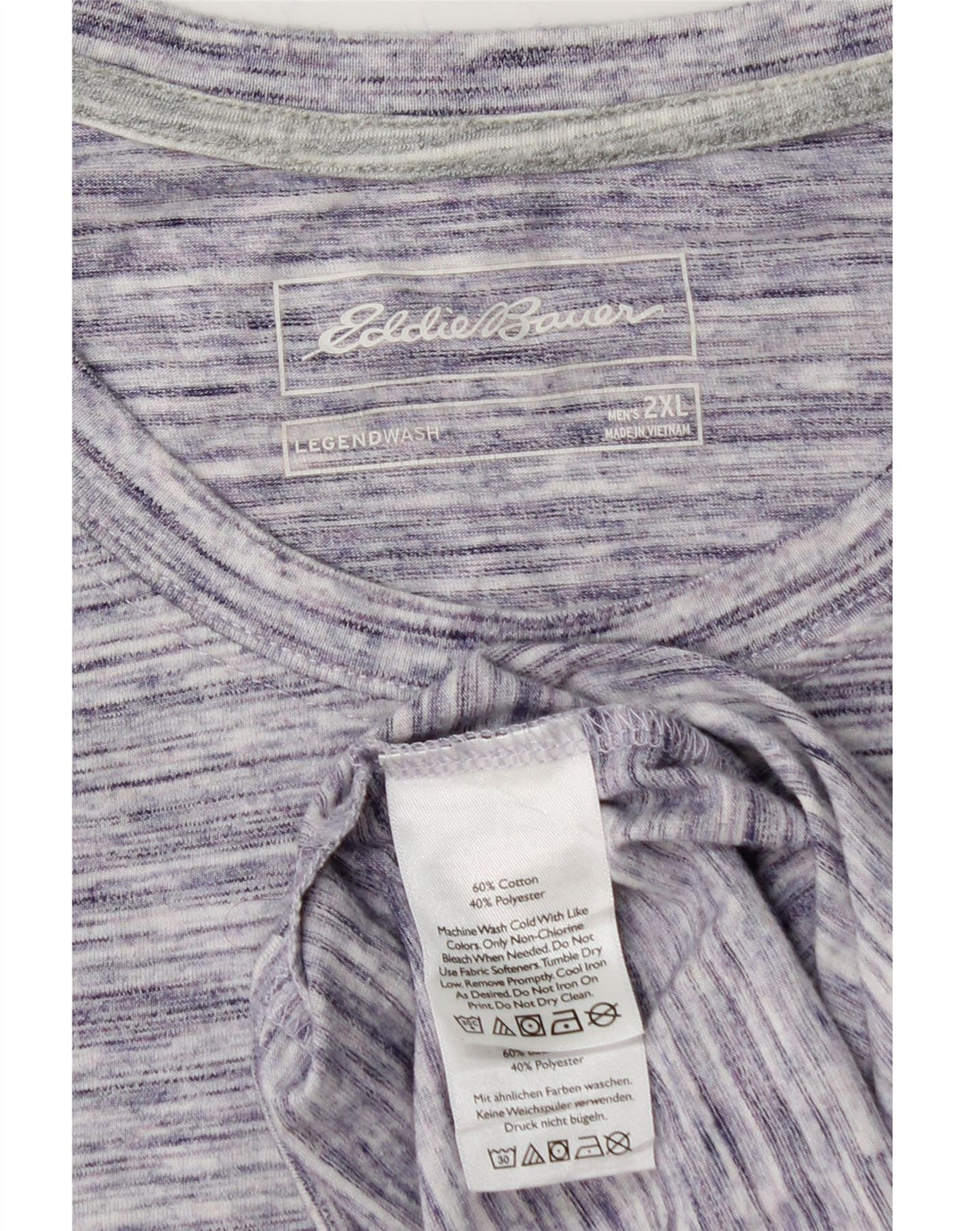 T-shirt da uomo EDDIE BAUER Top 2XL cotone screziato viola