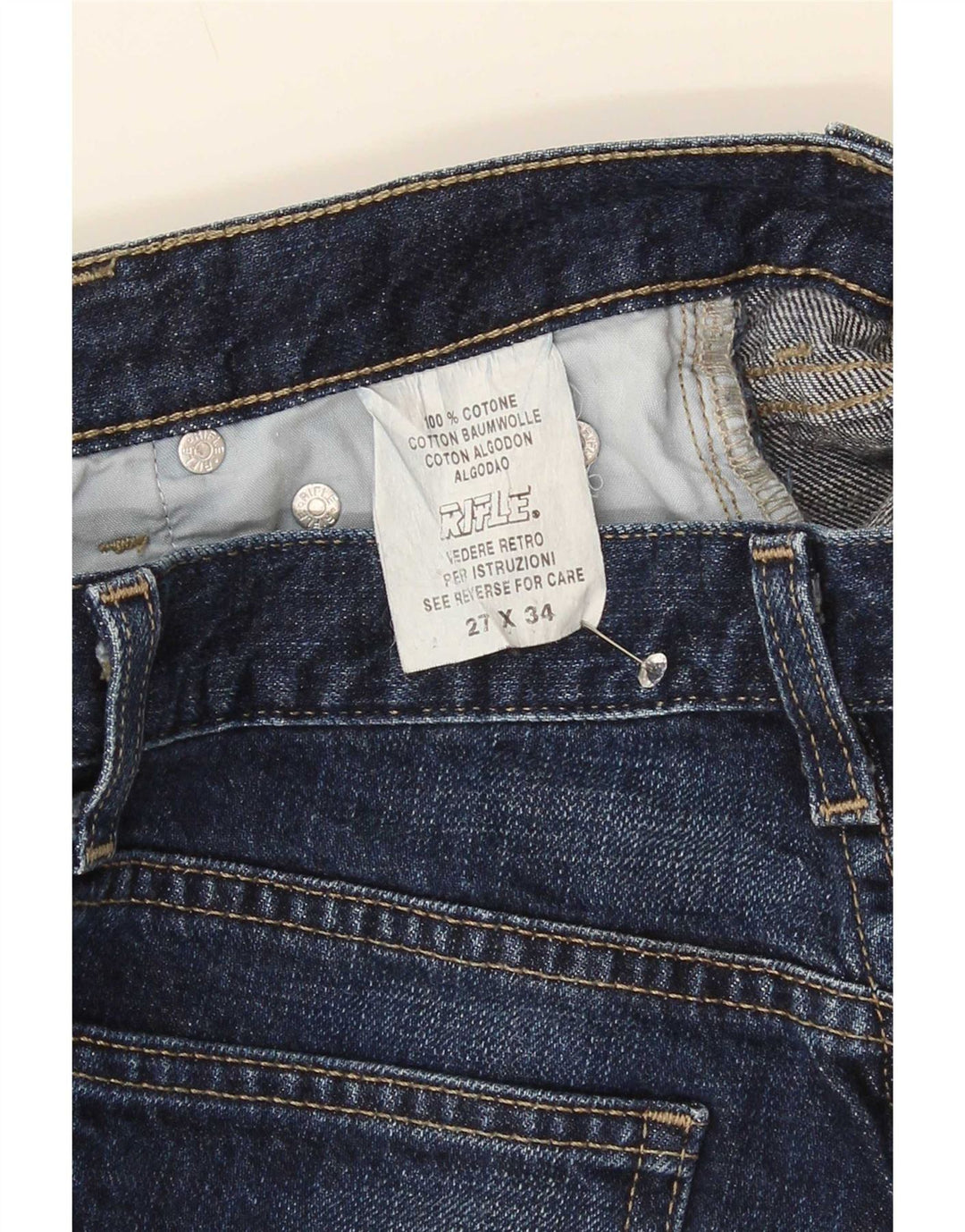 Jeans svasati da donna Rifle lavaggio acido W27 L30 cotone blu