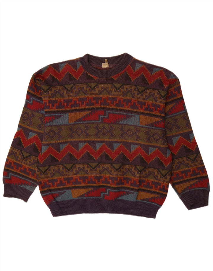 Maglione girocollo da uomo VINTAGE IT 52/54 grande multicolore