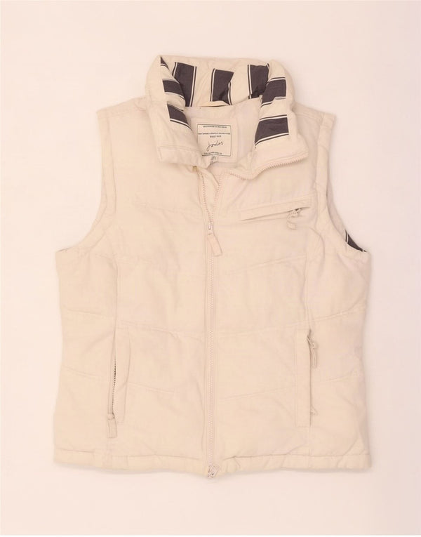 Gilet imbottito da donna Joules UK 14 grande cotone bianco sporco
