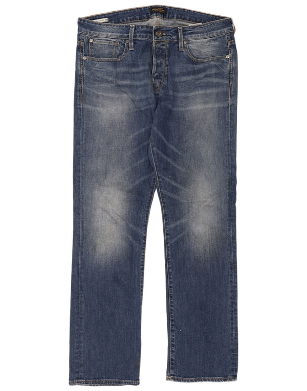 Jeans dritti vestibilità regolare da uomo Jack & Jones Clark W36 L32 cotone blu