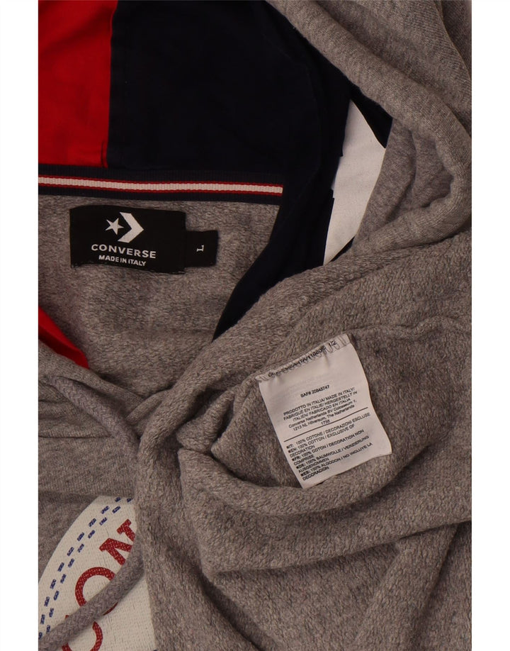 Felpa con cappuccio grafica da uomo Converse grande in cotone grigio