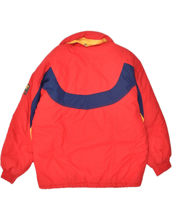 ASTROLABIO Giacca a vento con cappuccio da donna EU 42 Large Rosso Colorblock