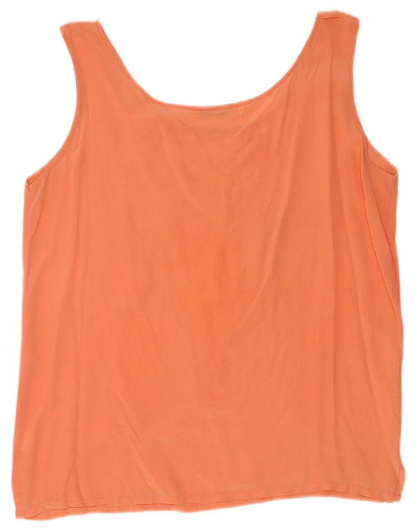 Top camicetta senza maniche vintage da donna UK 16 grande seta arancione