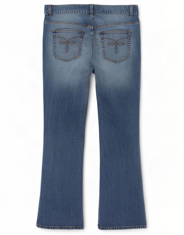 Chaps Donna Petite Bootcut Jeans US 12 Large W34 L29 Cotone Blu