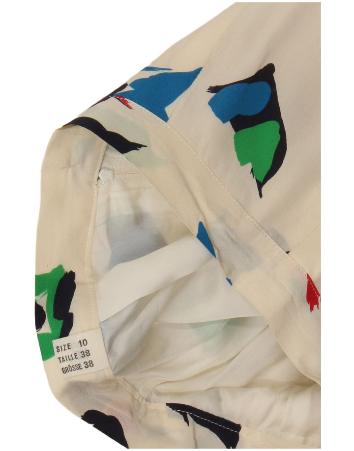 Gonna longuette vintage da donna con motivo astratto UK 10 piccola W28 bianco sporco
