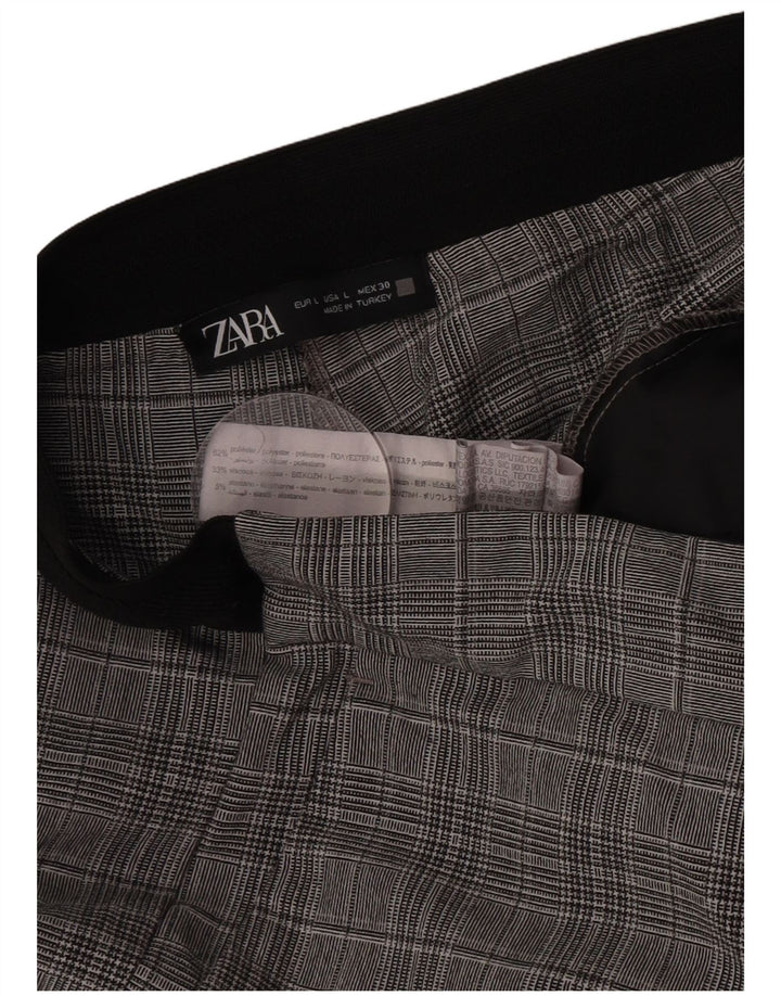 Pantaloni da abito dritti da donna Zara grandi W32 L28 poliestere a quadri grigi