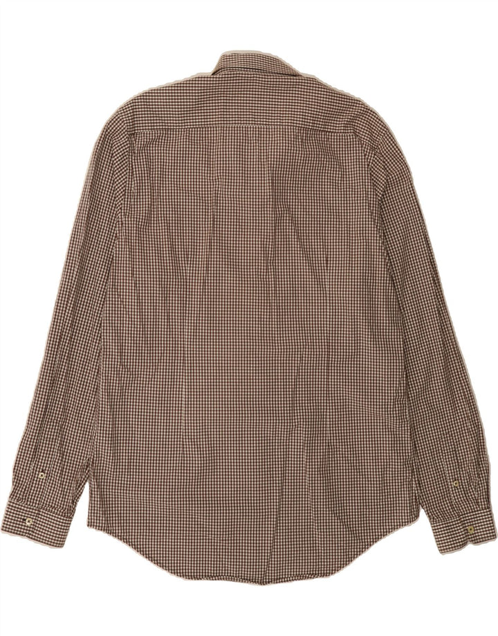 ZARA Mens Slim Fit Shirt 2XL Brown Gingham Cotton Vintage Zara and Second-Hand Zara from Messina Hembry 