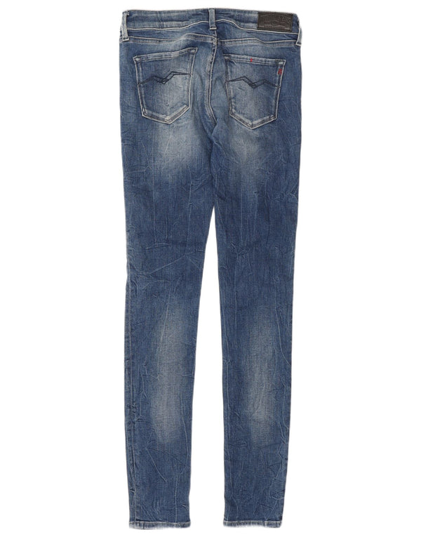Replay Jeans Luz da donna super skinny a vita bassa W26 L32 cotone blu