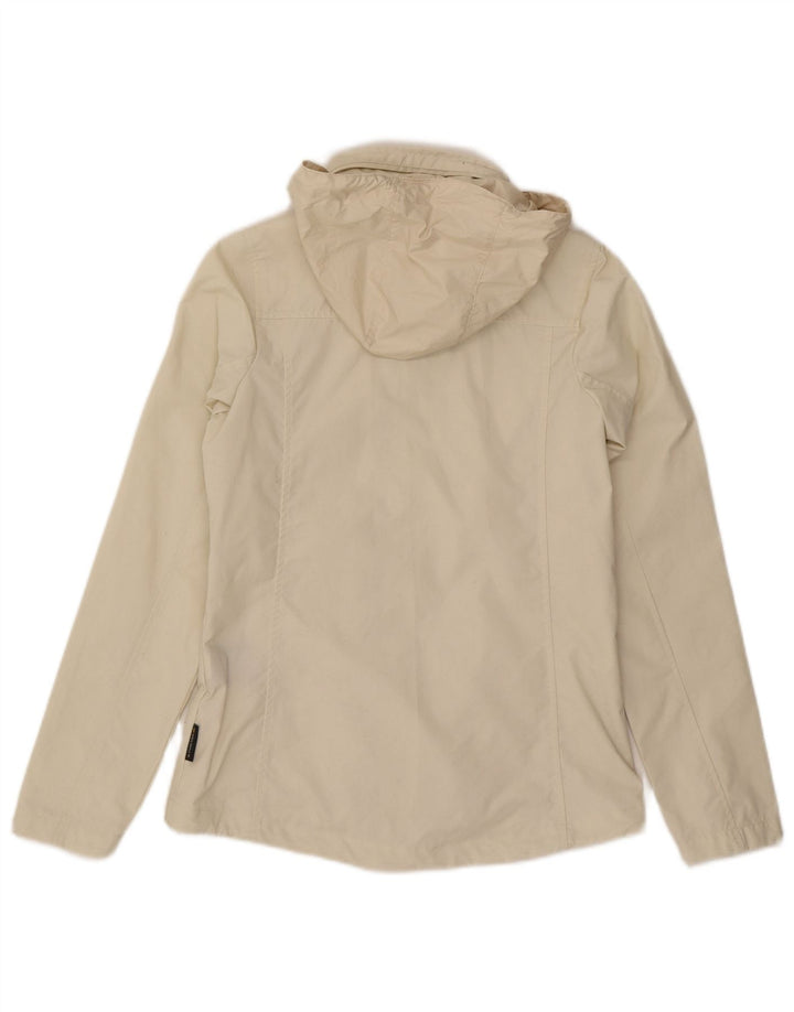 Giacca antipioggia con cappuccio da donna Jack Wolfskin UK 6 XS poliestere bianco sporco