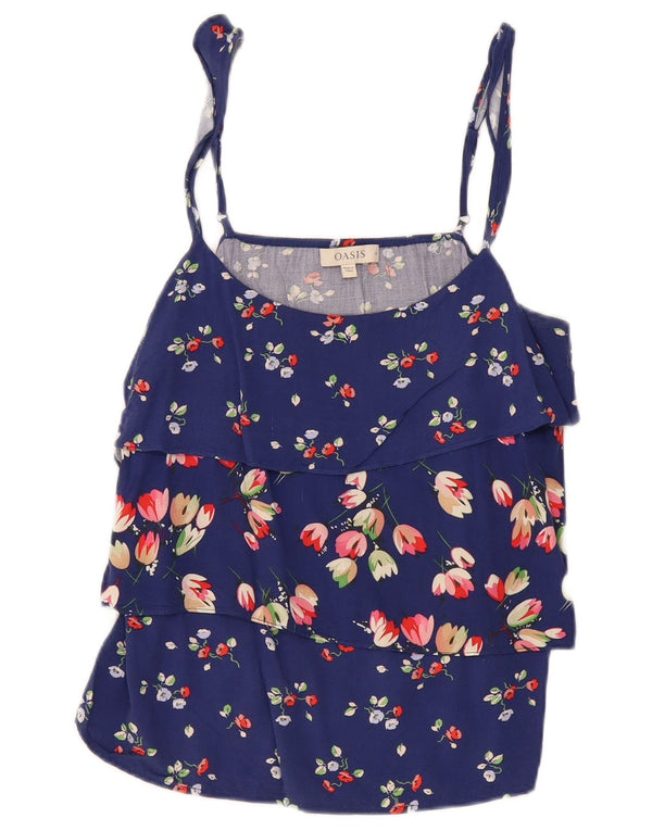 Canotta da donna Oasis UK 14 Viscosa floreale blu medio
