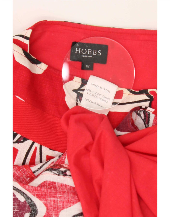 Gonna a trapezio grafica da donna Hobbs UK 12 media W32 lino rosso