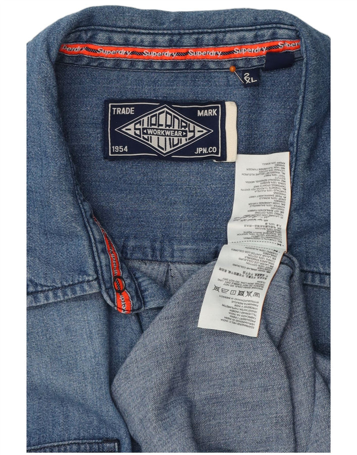 Camicia in denim da uomo SUPERDRY 2XL cotone blu