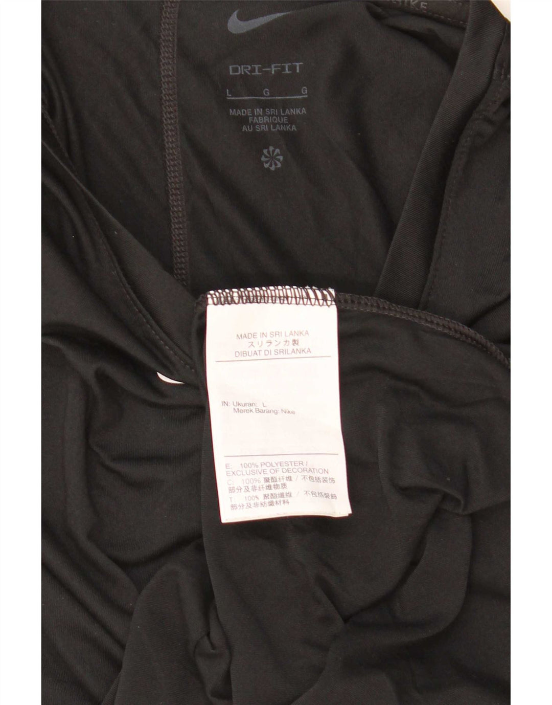 Nike Dri Fit Top da donna a manica lunga UK 16 Large Nero Poliestere