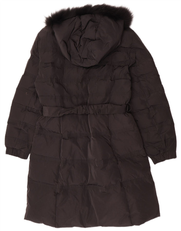Cappotto imbottito con cappuccio da donna vintage IT 50 XL poliestere nero