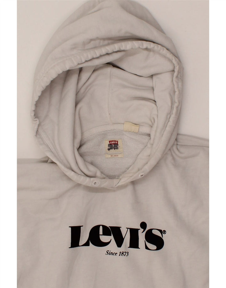 LEVI'S Mens Graphic Hoodie Jumper Small White Cotton Vintage Levi's and Second-Hand Levi's from Messina Hembry 