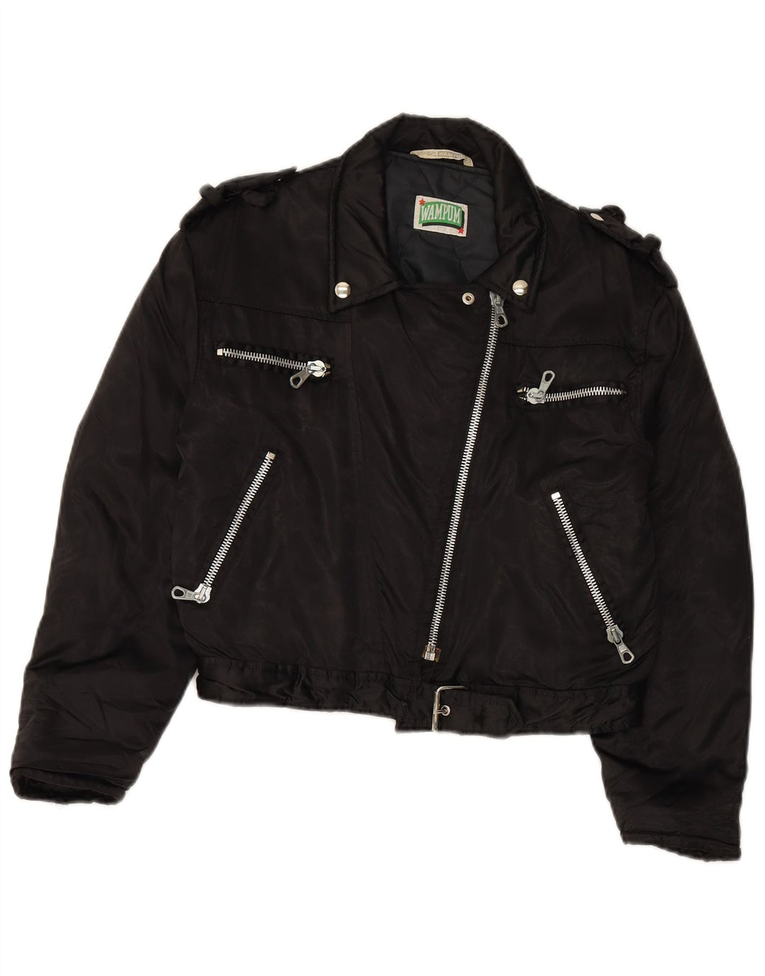 Giacca da motociclista oversize da donna WAMPUM UK 10 piccola in nylon nero