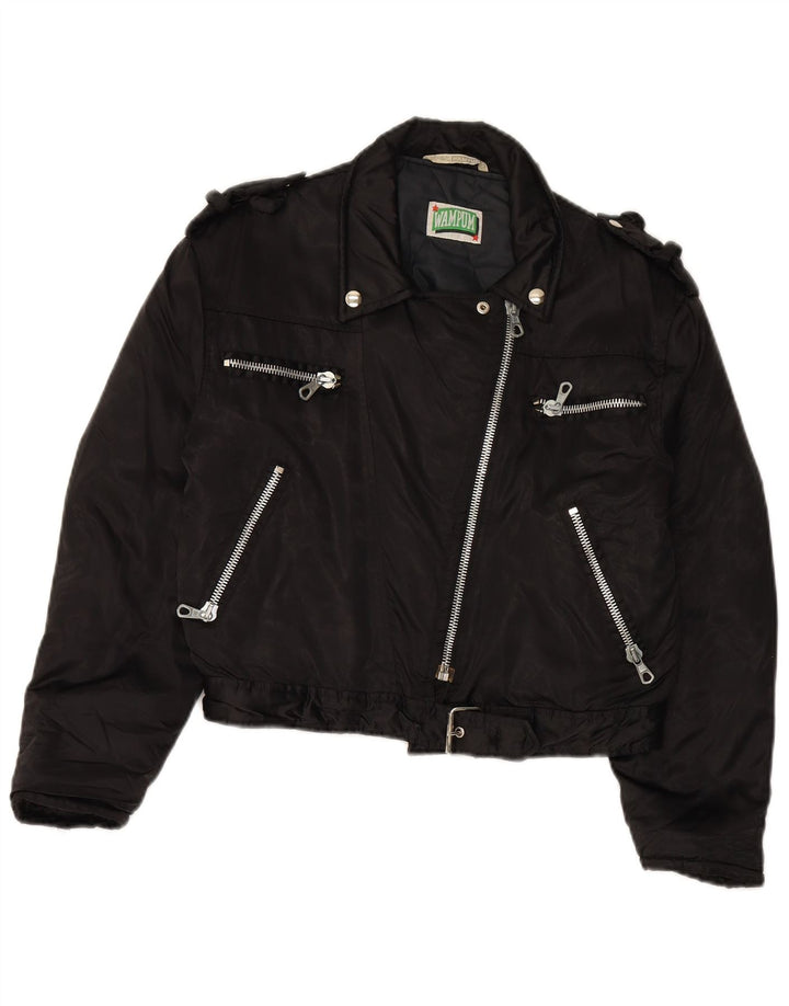 Giacca da motociclista oversize da donna WAMPUM UK 10 piccola in nylon nero