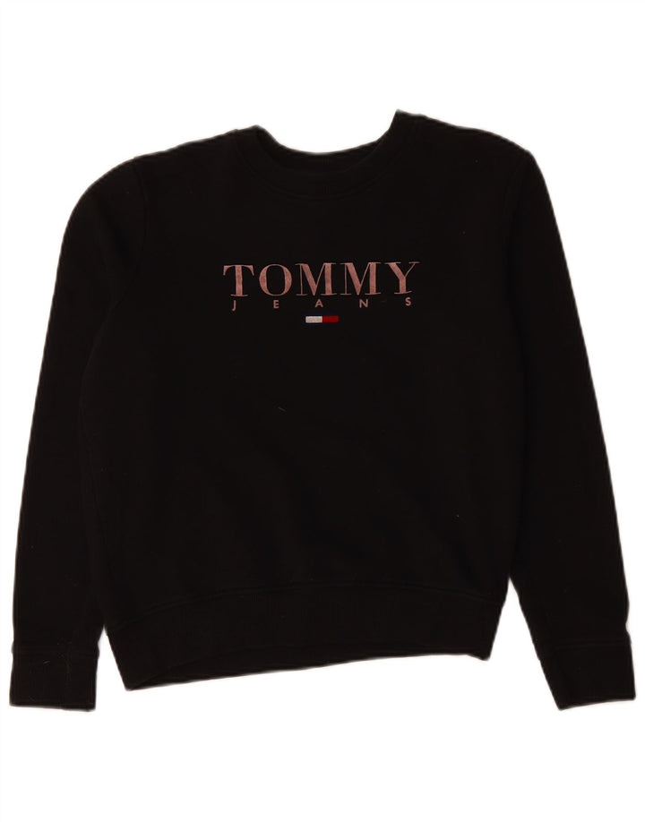 TOMMY HILFIGER Felpa oversize da donna Maglione UK 10 Piccolo Nero