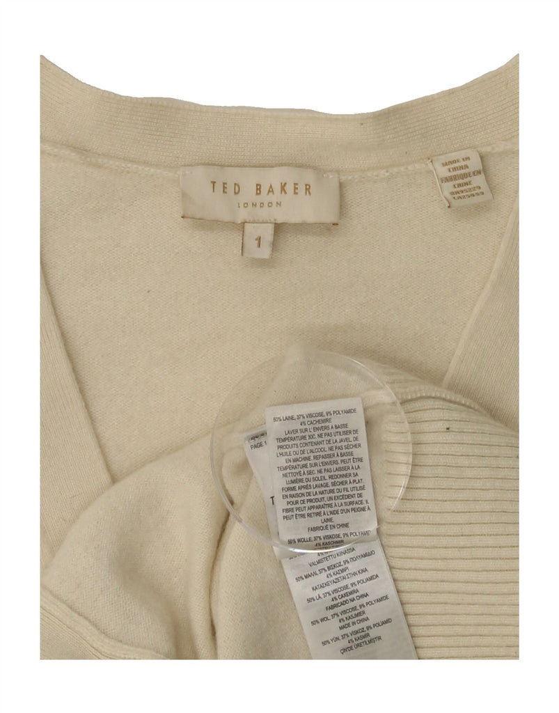 TED BAKER Womens Crop Cardigan Sweater Size 1 XS Off White Wool Vintage Ted Baker and Second-Hand Ted Baker from Messina Hembry 