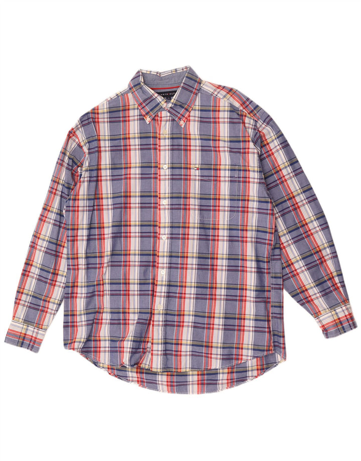 Camicia da uomo Tommy Hilfiger a quadri grandi in cotone blu