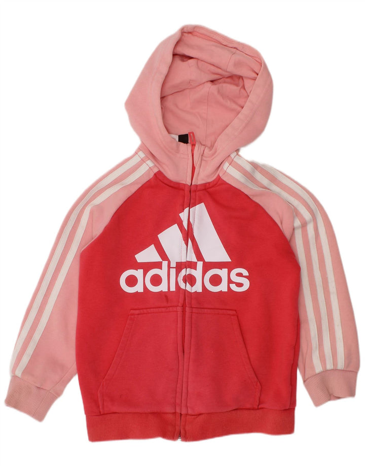 Felpa con cappuccio e zip ADIDAS per ragazze Aeroready, 4-5 anni, colore rosso