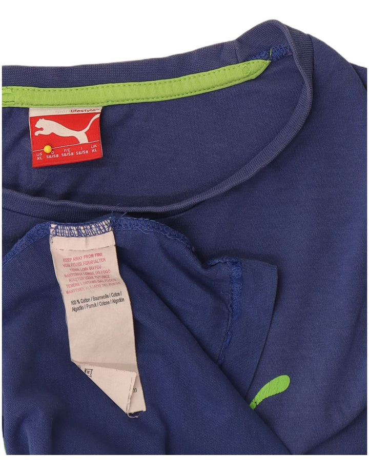 T-shirt grafica da uomo Puma Top XL in cotone blu