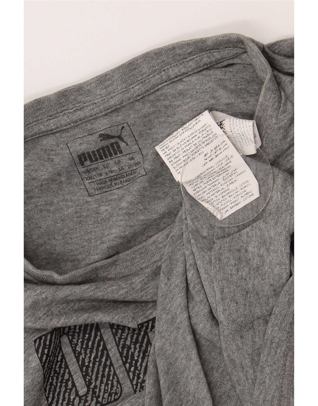 T-shirt grafica regolare da ragazzo Puma 15-16 anni in cotone grigio