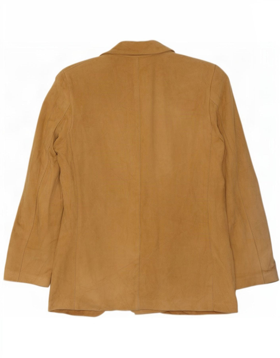 Giacca blazer vintage in pelle scamosciata doppiopetto da donna IT 44 Beige medio